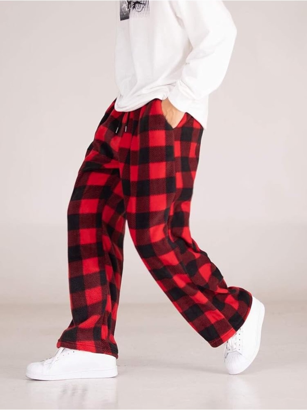 ⭐️Men's Red and Black Buffalo Plaid Fleece Joggers⭐️